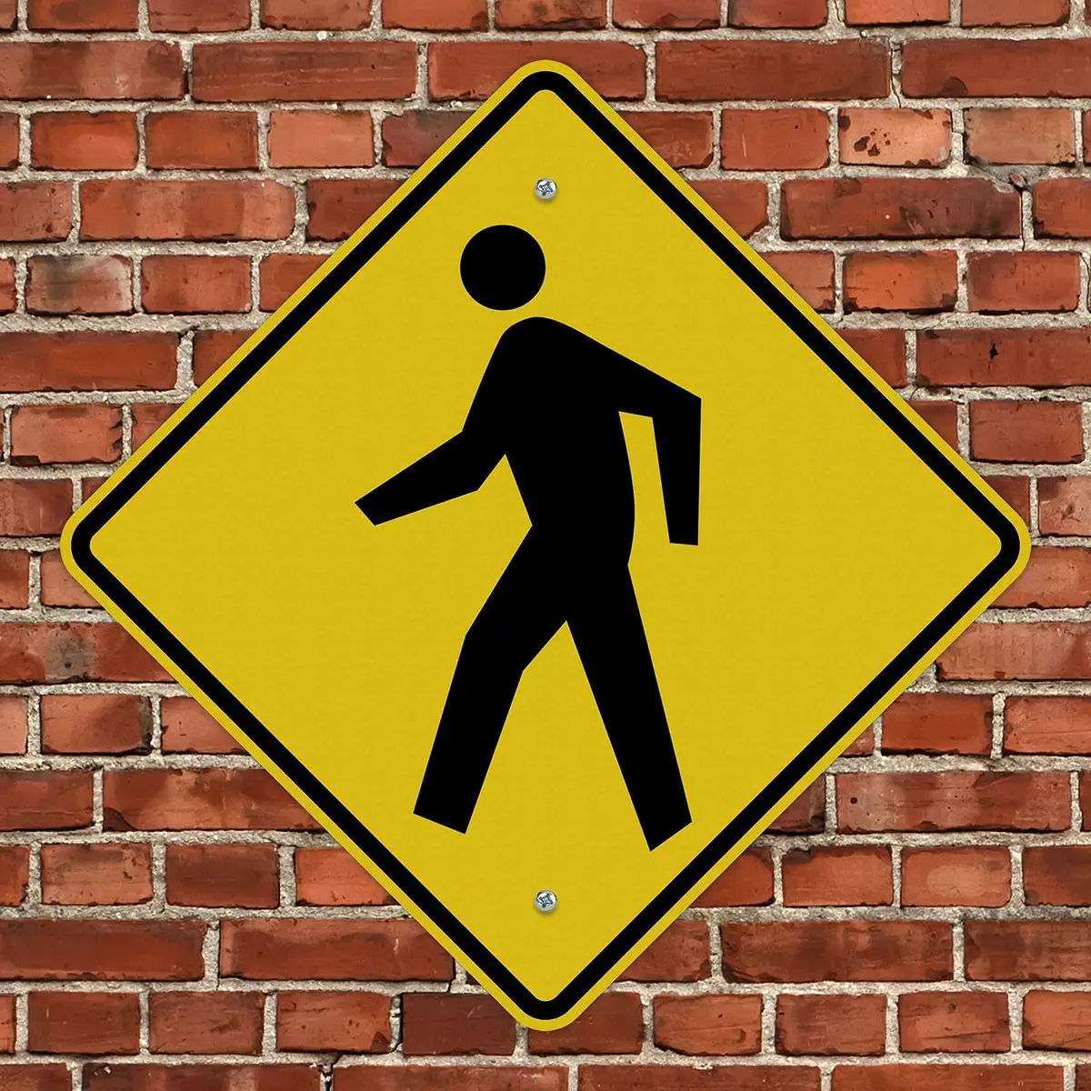 SmartSign 24 x 24 inch Pedestrian Traffic MUTCD-Compliant Metal Sign (Symbol Only), 80 mil Aluminum, 3M Laminated Engineer Grade Reflective Material, Black and Yellow - view 5