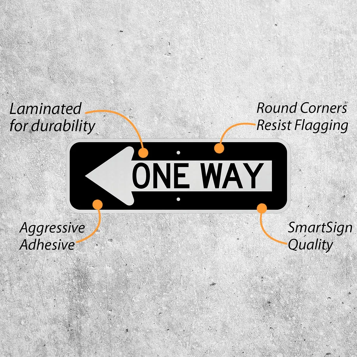 SmartSign 8 x 24 inch MUTCD-Compliant Metal Sign with Left Arrow, 80 mil Aluminum, 3M Laminated Reflective Material - view 3