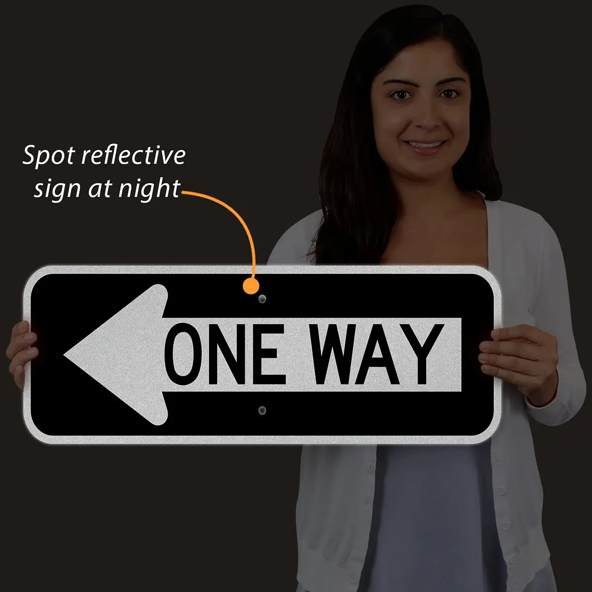 SmartSign 8 x 24 inch MUTCD-Compliant Metal Sign with Left Arrow, 80 mil Aluminum, 3M Laminated Reflective Material - view 4