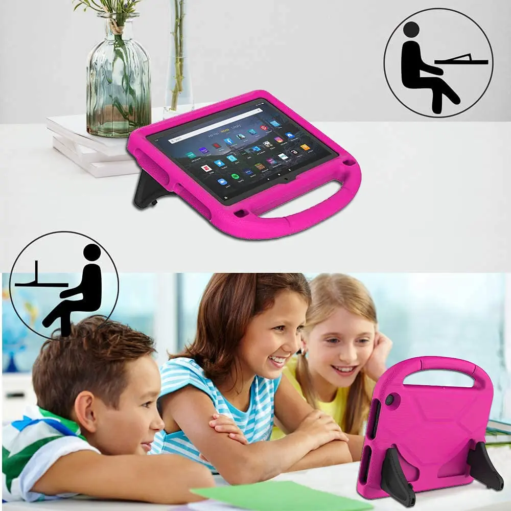 DICEKOO Fire HD 10 & HD 10 Plus 13th/11th Gen Kids Tablet Case | Drop-Resistant, Handle & Stand, Pink - view 3