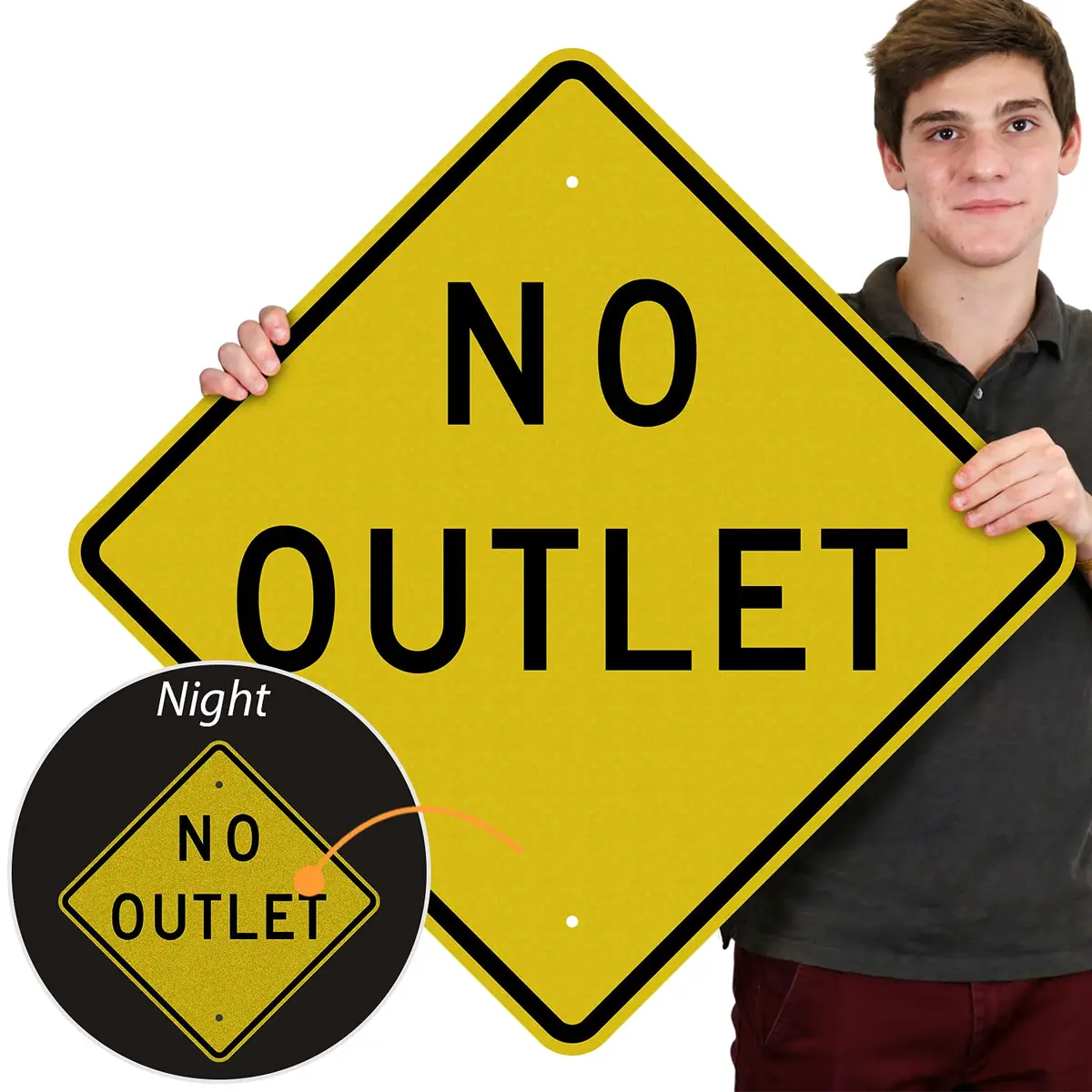 SmartSign 24 x 24 inch MUTCD-Compliant Metal Sign, Aluminum, Black and Yellow | MUTCD & DOT Approved - view 2
