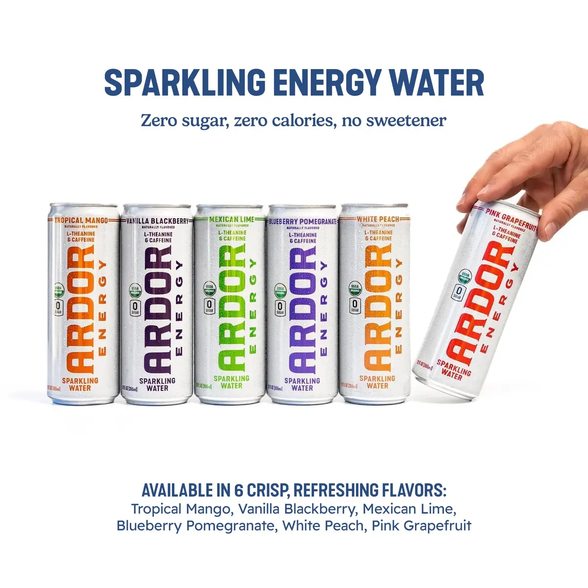 ARDOR ENERGY Pink Grapefruit Sparkling Water 12 Fl Oz | Unsweetened, Organic, Zero Calorie - view 2