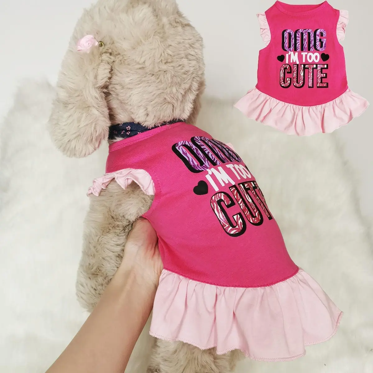 XPUDAC Small Dog Dress 4 Pack | Cute Pink Angel Pet Apparel for Small Dogs & Cats - view 7
