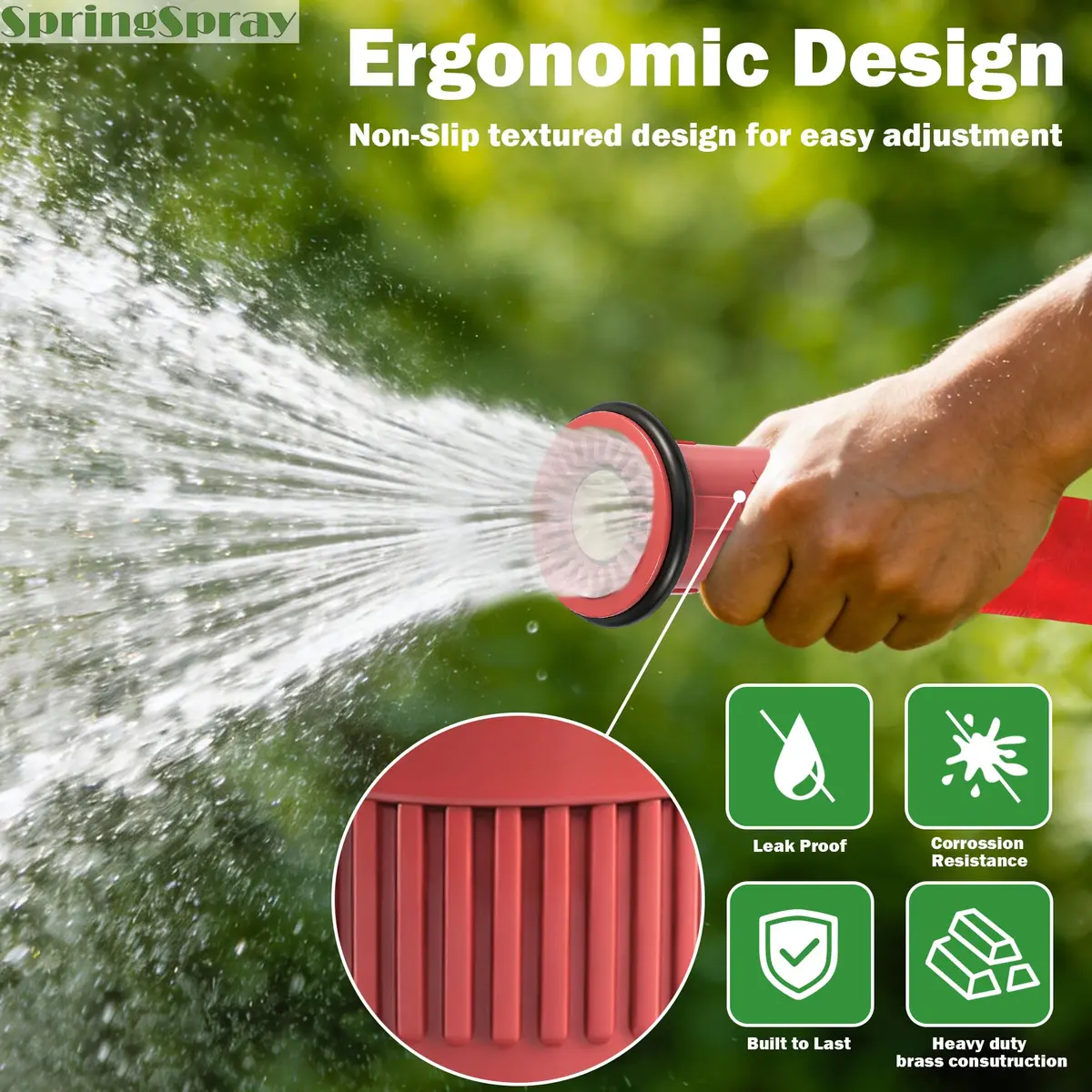 SpringSpray 1 Inch Fire Hose Nozzle Thermoplastic NH/NST 1" Fire Nozzles | Adjustable, Lightweight & Durable - view 5