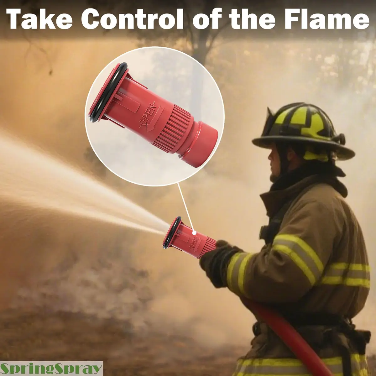 SpringSpray 1 Inch Fire Hose Nozzle Thermoplastic NH/NST 1" Fire Nozzles | Adjustable, Lightweight & Durable - view 3