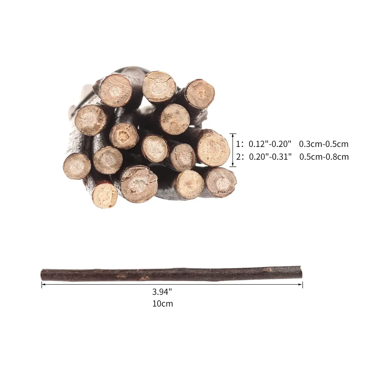 YPZAKA Natural Birch Wood Log Sticks for Crafts, 10 cm (4 Inch) — 150-Piece Pack - view 3