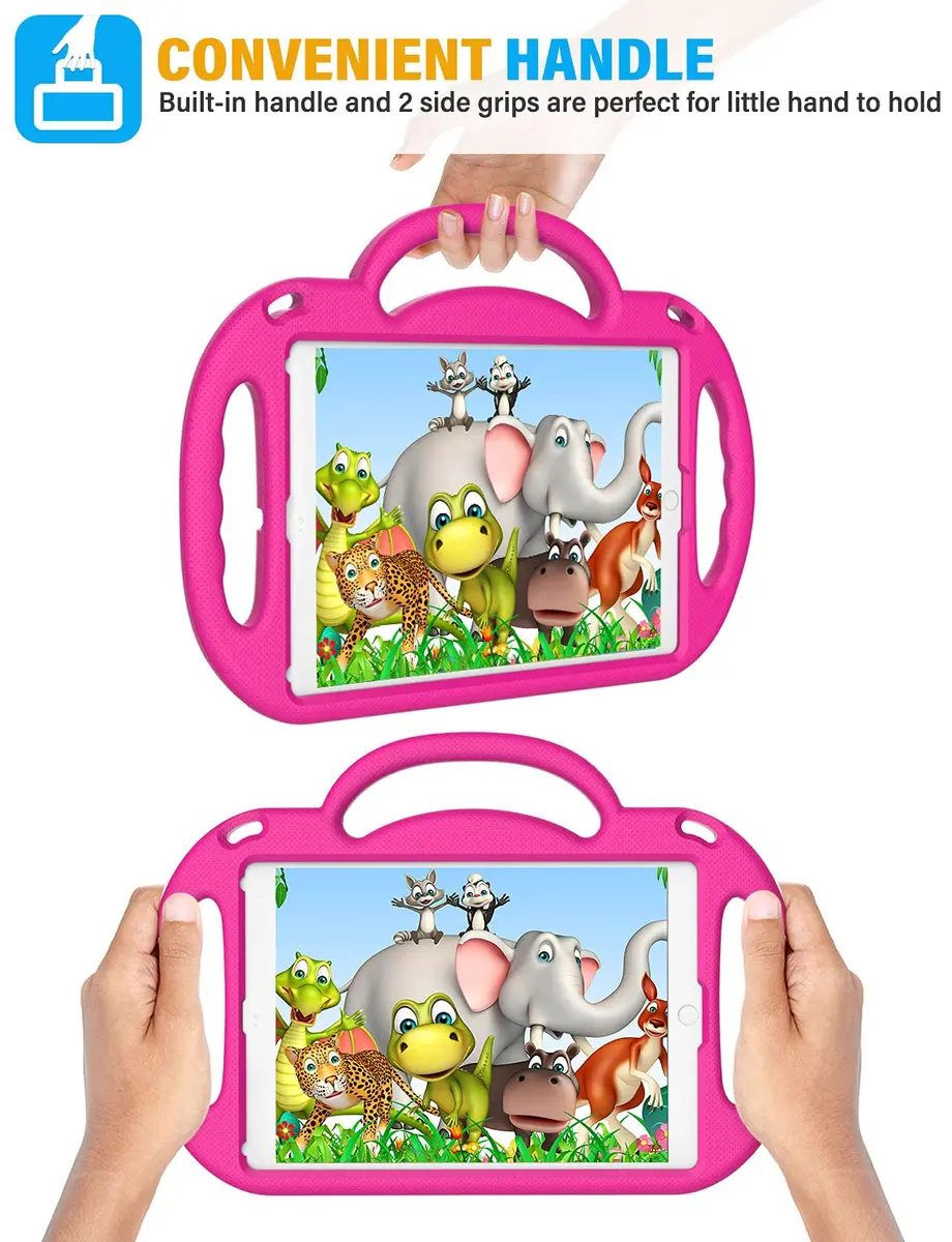 Suplik Kids Case for iPad 5th/6th Gen & iPad Air 1/2 & iPad Pro 9.7, Pink | Shockproof, Adjustable Strap & Kickstand - view 6