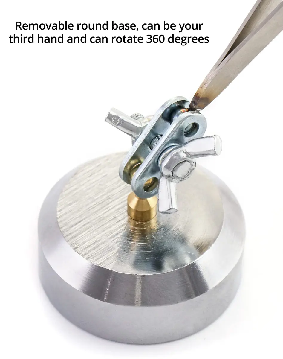 QWORK Cross Locking Tweezers with Base 360° Rotation | Jewelry Welding Soldering Repair Kit - view 5