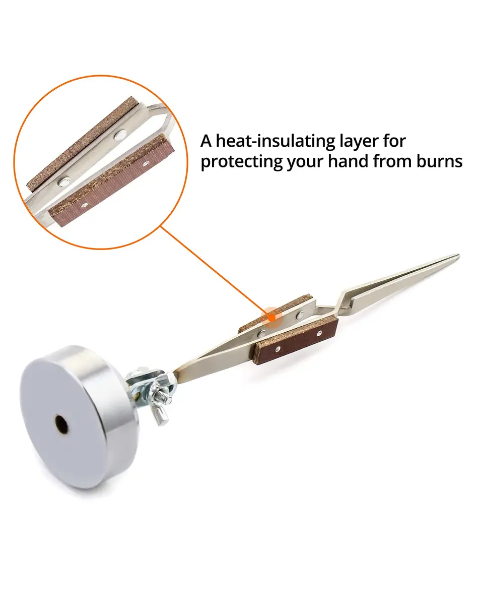 QWORK Cross Locking Tweezers with Base 360° Rotation | Jewelry Welding Soldering Repair Kit - view 4