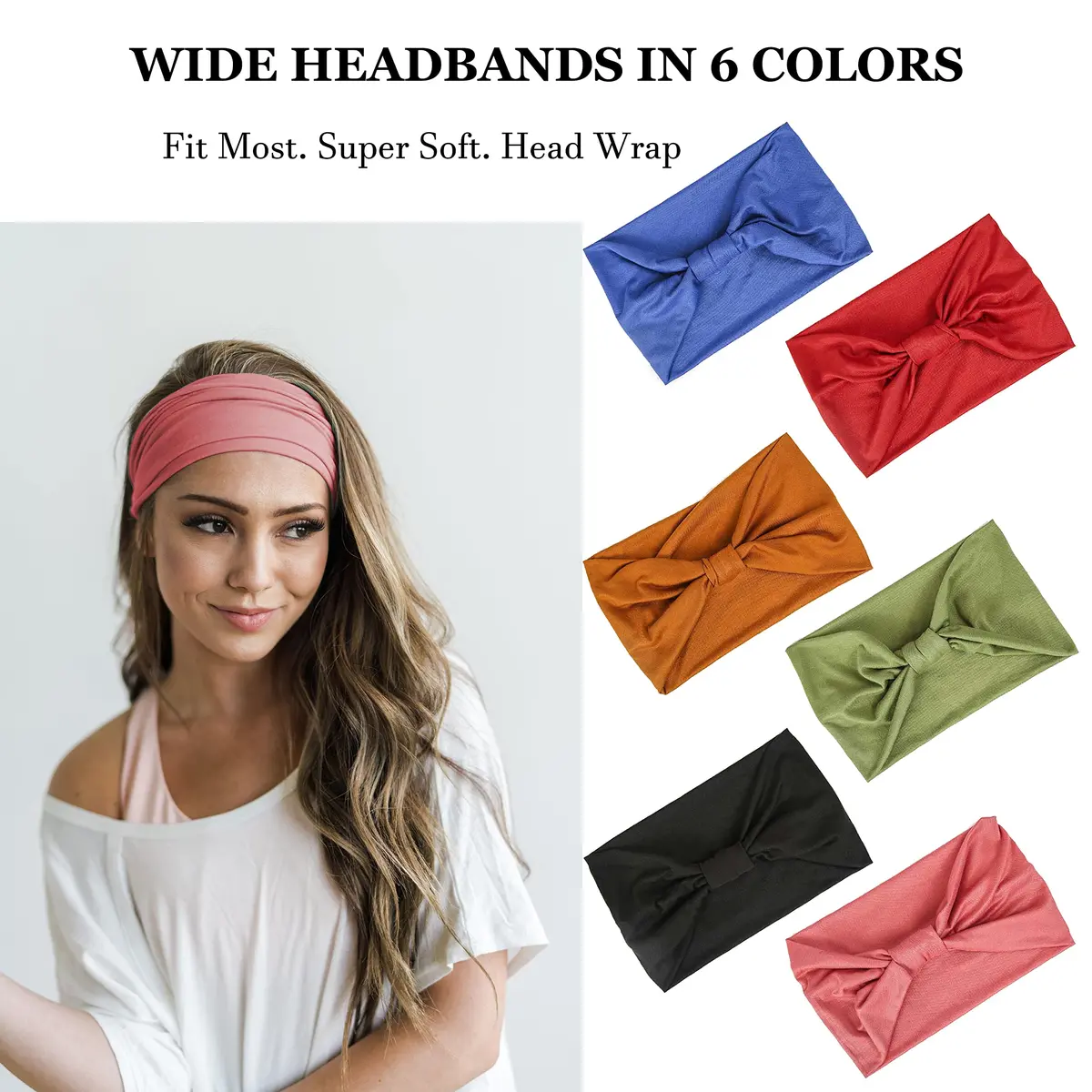 GiLi 6 Pack Wide Headbands for Women 5.5-inch | Non Slip, Soft Elastic, Sweat-Wicking Head Wraps - view 3