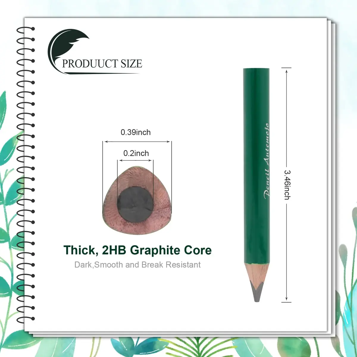 AUTEMOJO Triangular Fat Pencils 8.9 cm (3.5 inch) | Ergonomic Grip for Young Children - view 2