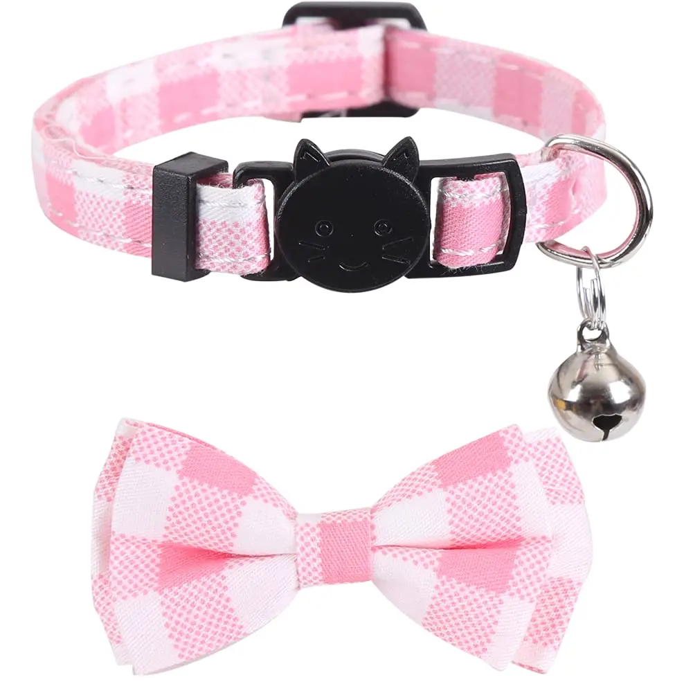 Lamphyface 2 Pack Cat Collar Breakaway with Bow Tie and Bell | Adjustable Cotton Pet Accessory for Small Cats - view 3