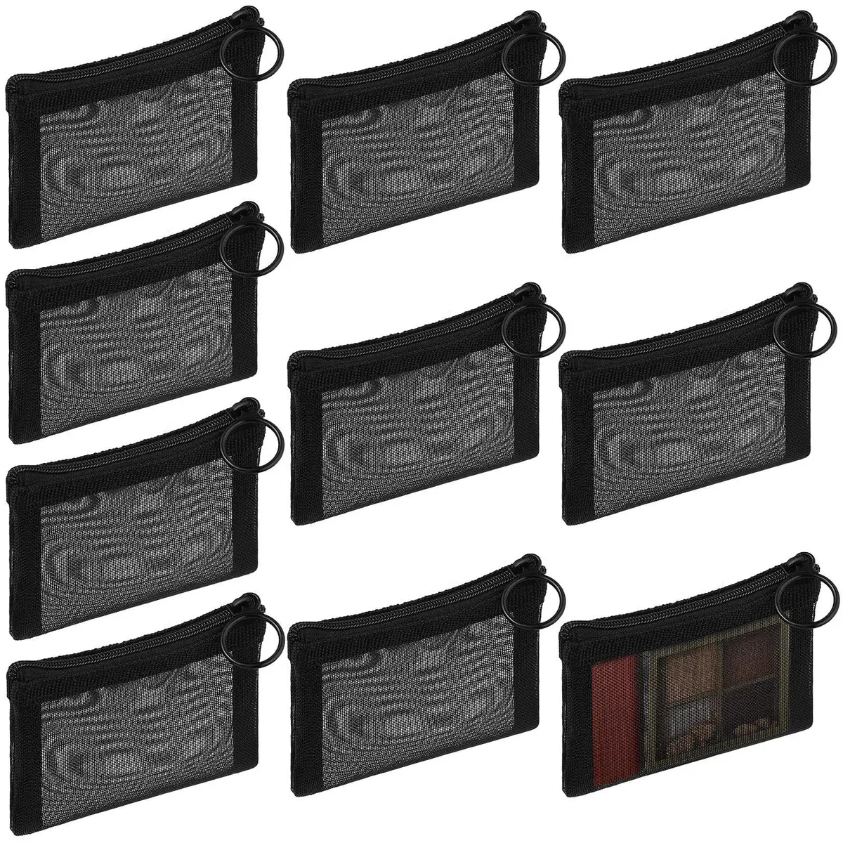 Frienda Black Mesh Zipper Pouches 7.6cm x 10.1cm (3 x 4 Inch) | Pack of 10 for Travel & Organization - main product image
