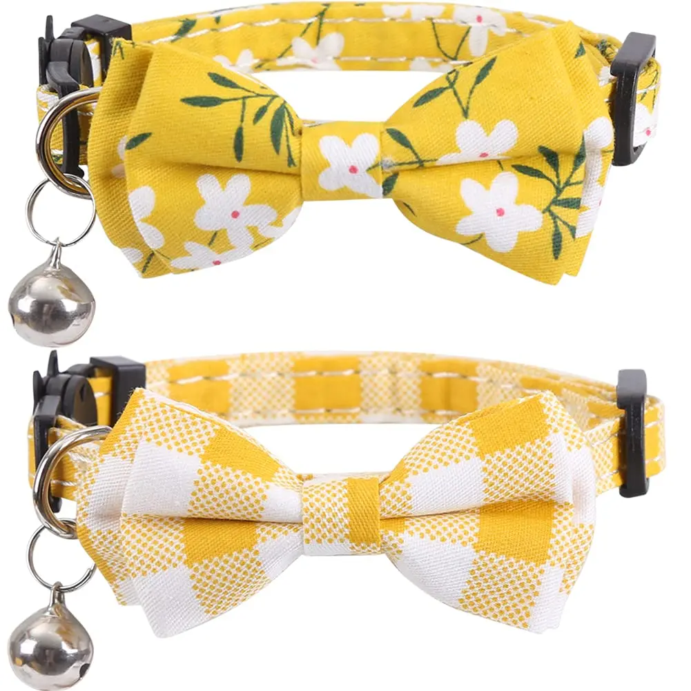Lamphyface Cat Collar 8-11" | Adjustable Breakaway Safety with Bow & Bell (100-120 chars) - main product image