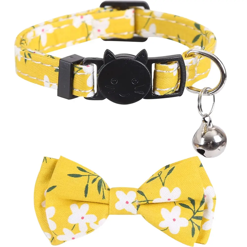 Lamphyface Cat Collar 8-11" | Adjustable Breakaway Safety with Bow & Bell (100-120 chars) - view 2
