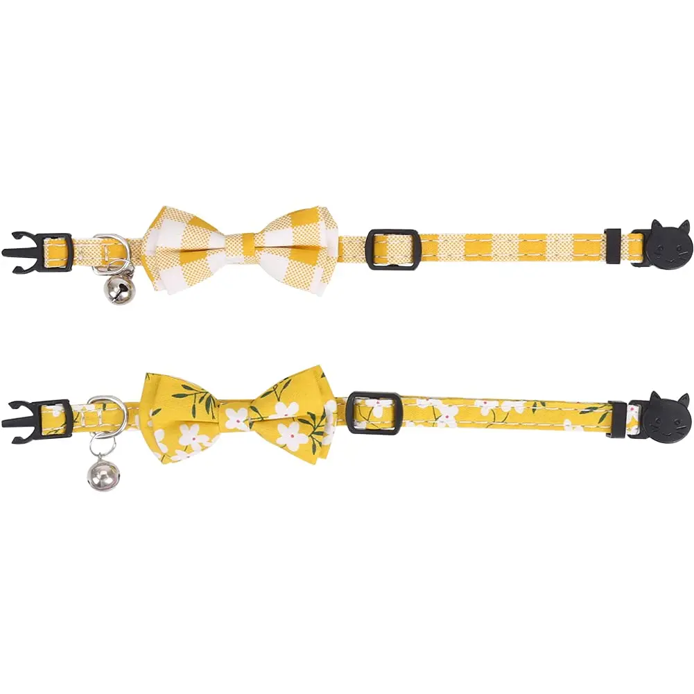 Lamphyface Cat Collar 8-11" | Adjustable Breakaway Safety with Bow & Bell (100-120 chars) - view 4