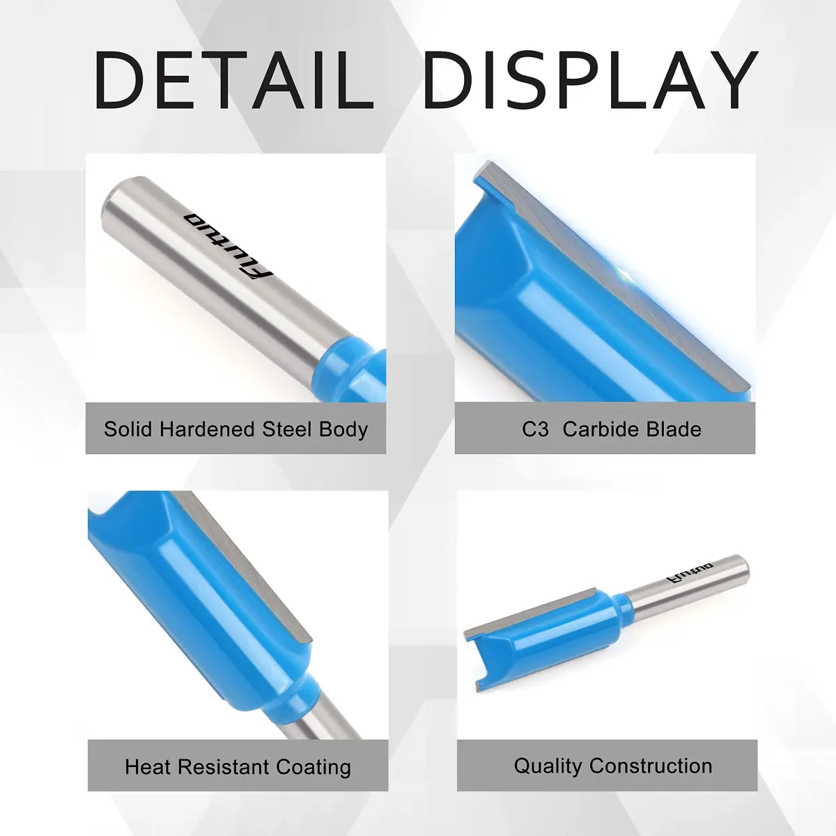 Flytuo Straight Dado Cut Router Bit Set 1/4" Shank, 3PCS Double Flute Plywood Straight Cut Router Bit Set | Create Groove, Dado with Diameter 1/4", 3/8", 1/2" - view 4