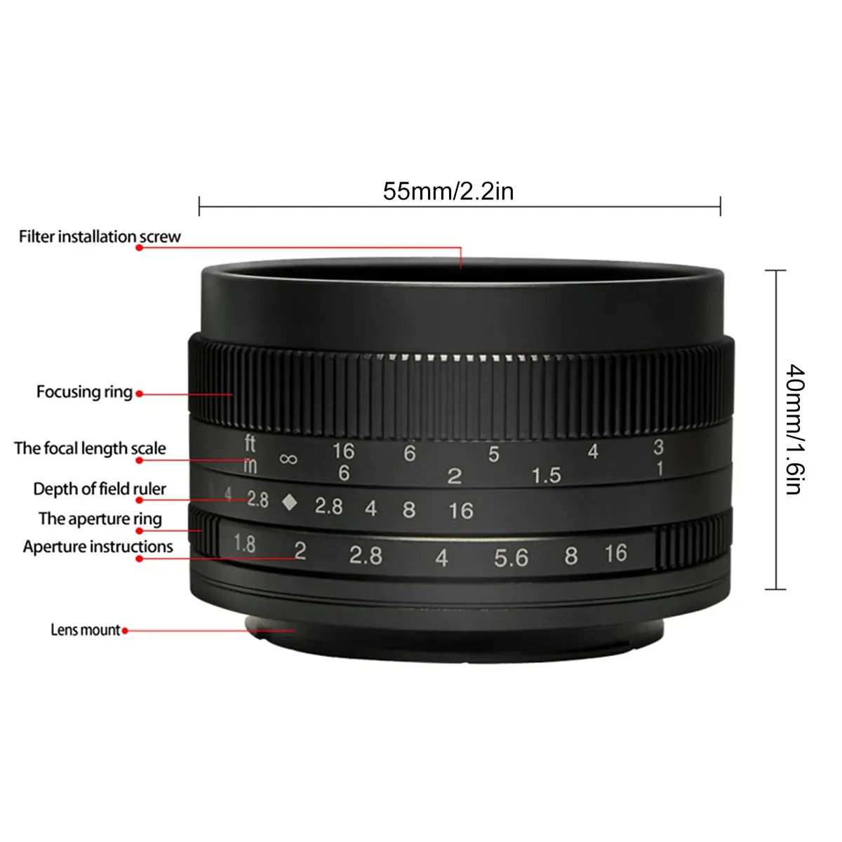 Archuu 50mm F1.8 FX Mount Lens | Large Aperture, All Metal, Compact for Fuji XT4/XS10/XT3/XT30 - view 9