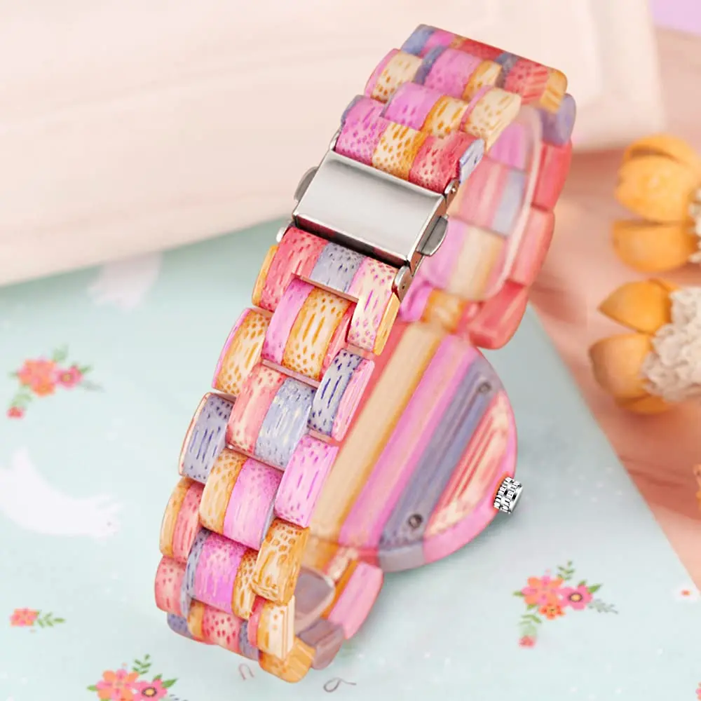 Dentily Rainbow Wooden Watch 35mm | Natural Quartz, Adjustable, Lightweight for Women - view 6