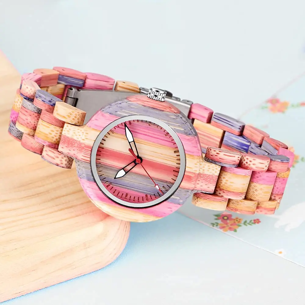 Dentily Rainbow Wooden Watch 35mm | Natural Quartz, Adjustable, Lightweight for Women - view 2