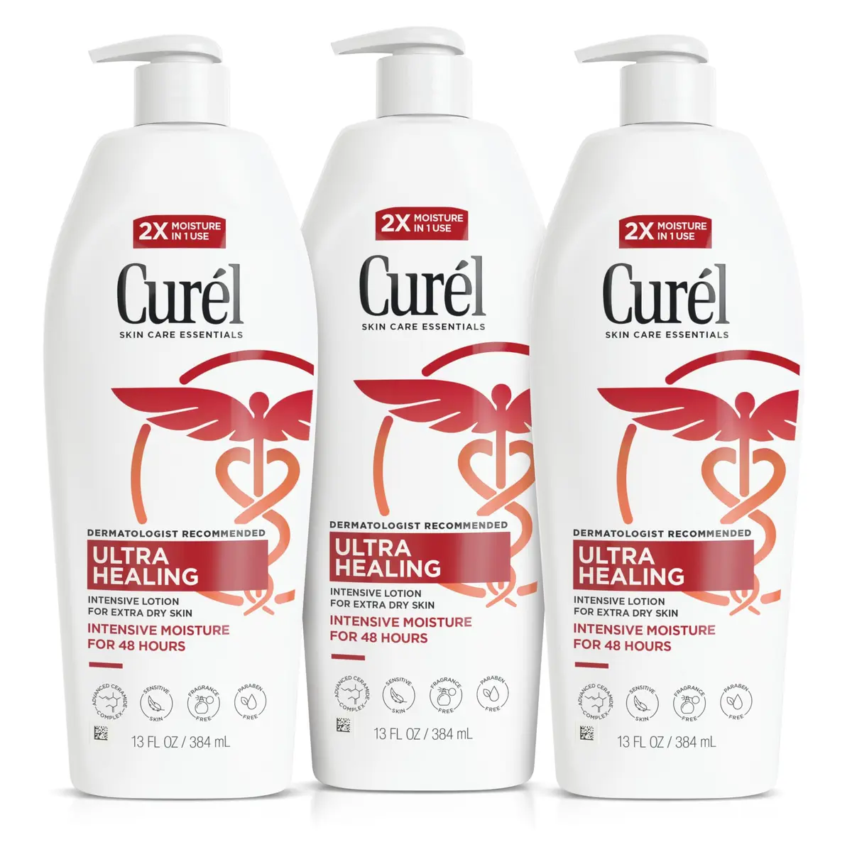 Curel Ultra Healing Body Lotion, Fragrance-Free, 39 fl oz (13 fl oz x 3) | Dermatologist Recommended for Dry, Sensitive Skin - main product image