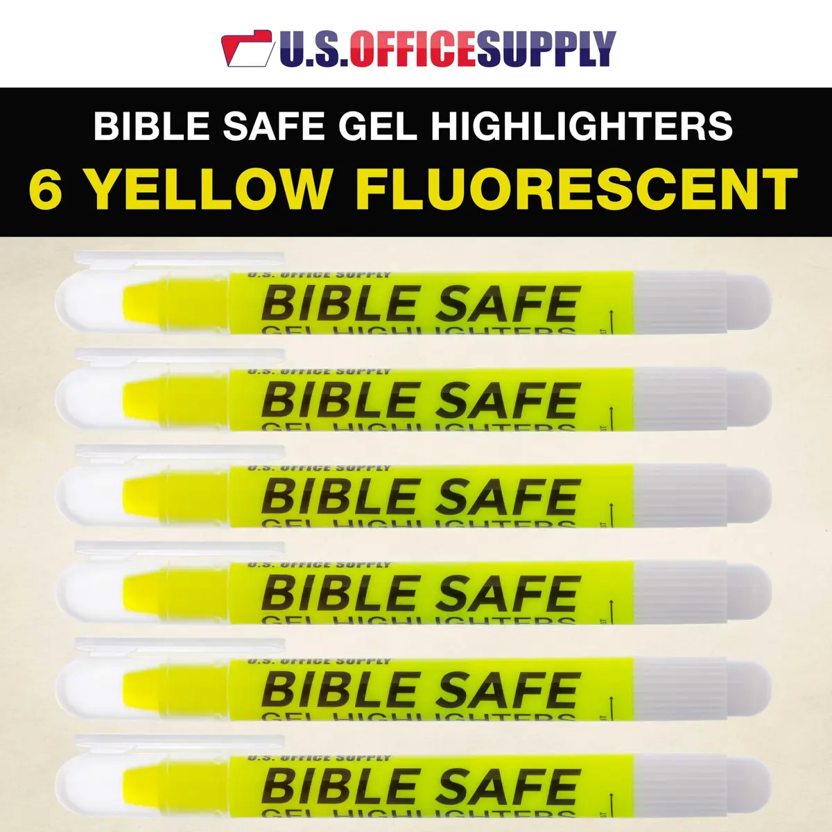 US Office Supply Bible Safe Highlighter Set of 6, Neon Yellow | No Bleed, Pastel Gel Markers for Bible & Journaling - view 2