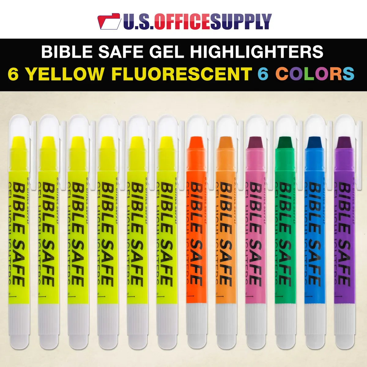 US Office Supply Bible Safe Highlighter Set of 12 | No Bleed Pastel Markers for Bible Study - view 2