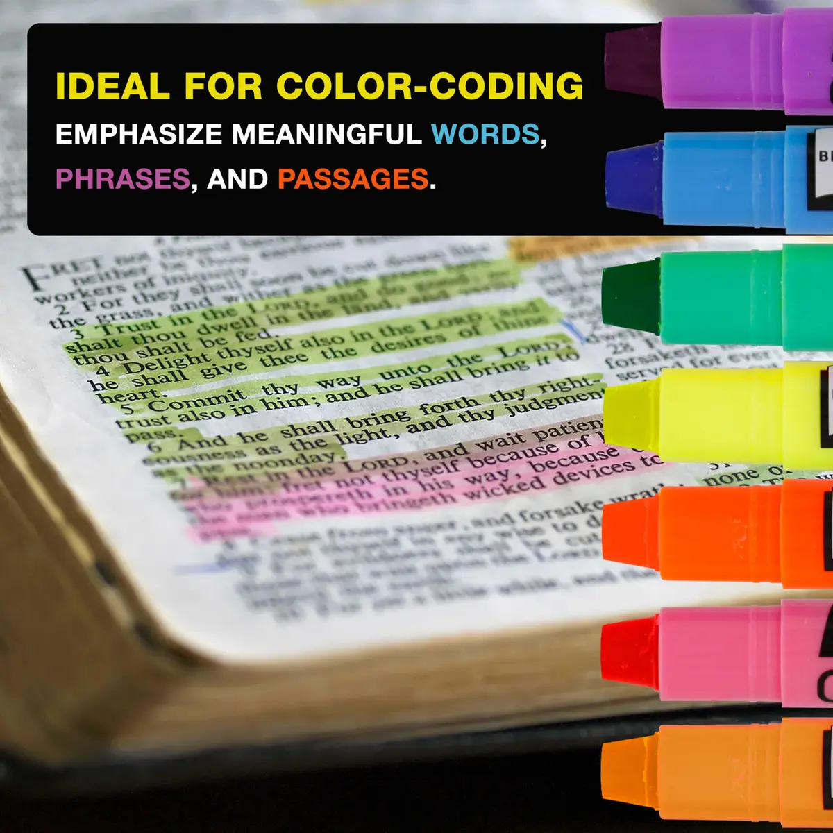 US Office Supply Bible Safe Highlighter Set of 12 | No Bleed Pastel Markers for Bible Study - view 4