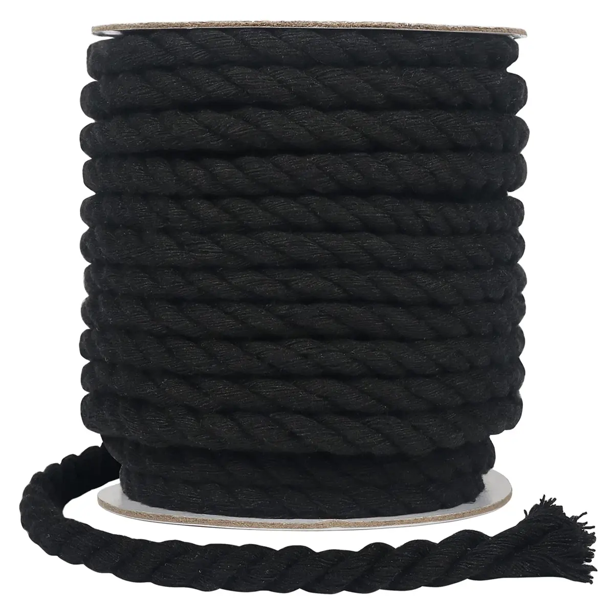 Tenn Well Black Macrame Cord 8mm (5/16 inch) x 18m (59 Feet) | Strong 3-Ply Twisted Cotton Rope for Crafts - main product image