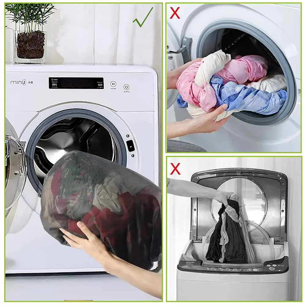 Tenn Well Extra Large Mesh Laundry Bags with Zipper (2-Pack, 110 x 90cm / 43 x 35 Inches) | Durable Wash Bags for Delicates, Bedding, Travel - view 6