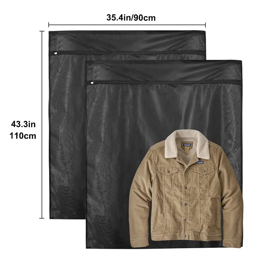 Tenn Well Extra Large Mesh Laundry Bags with Zipper (2-Pack, 110 x 90cm / 43 x 35 Inches) | Durable Wash Bags for Delicates, Bedding, Travel - view 2