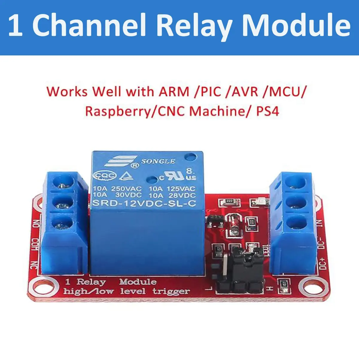 AEDIKO 12V Relay Module 1 Channel | Optocoupler Isolation Support High/Low Trigger - view 2