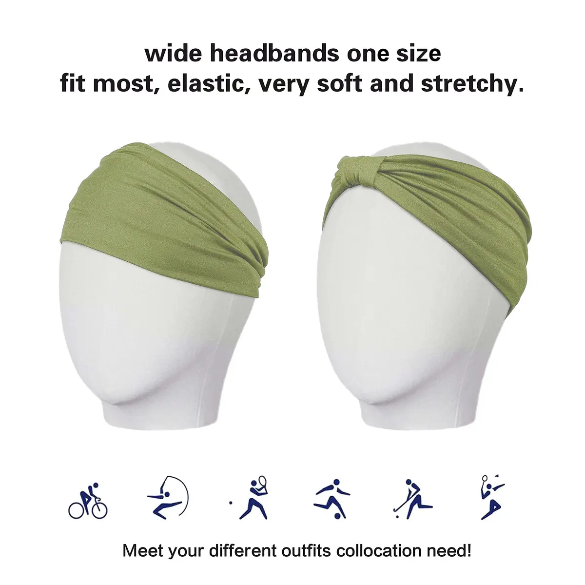 GiLi 2 Pack Wide Headbands for Women 5.5-inch | Soft Cotton, Non Slip, Sweat Wicking (Green, Pink) - view 4