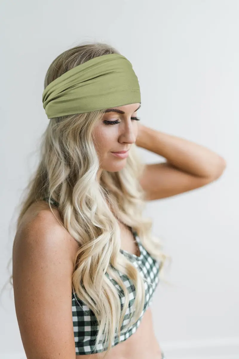 GiLi 2 Pack Wide Headbands for Women 5.5-inch | Soft Cotton, Non Slip, Sweat Wicking (Green, Pink) - view 2