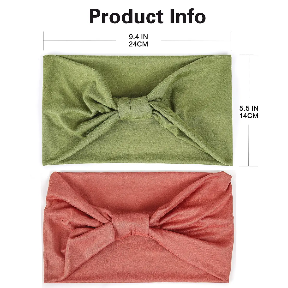 GiLi 2 Pack Wide Headbands for Women 5.5-inch | Soft Cotton, Non Slip, Sweat Wicking (Green, Pink) - view 3