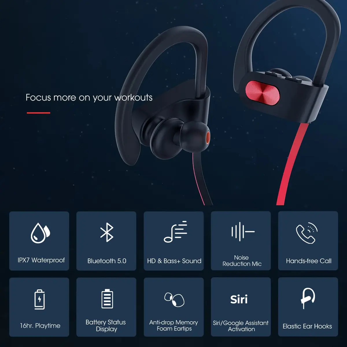 Redzoo Flame Wireless Bluetooth 5.0 Earbuds | 16 Hours Playtime, IPX7 Waterproof, CVC6.0 Mic - view 2
