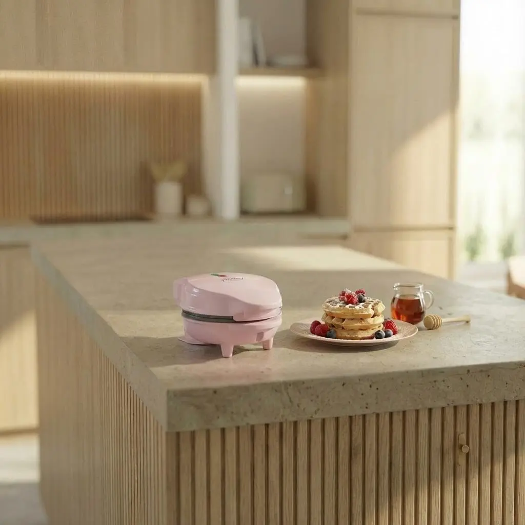 Bestron Mini-Waffeleisen für klassische Waffeln | Retro Design, 550 Watt, Pink - view 6