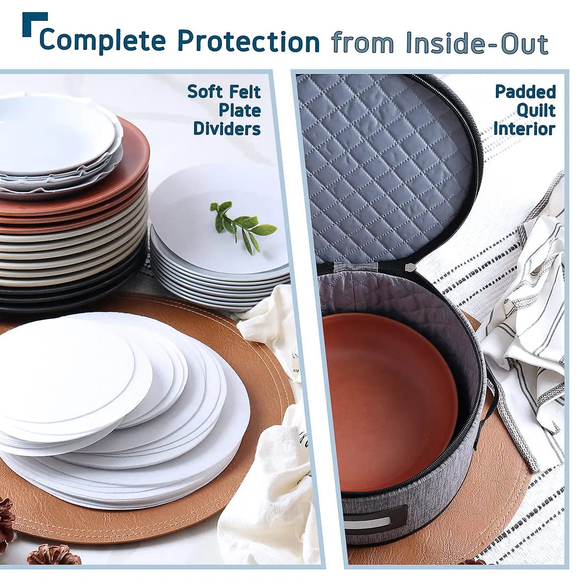 STORAGEBUD Fine China Storage Containers Hard Shell 4 Piece | Stackable Dish Organizer with Dividers - view 5