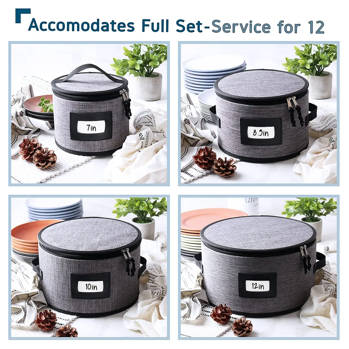 STORAGEBUD Fine China Storage Containers Hard Shell 4 Piece | Stackable Dish Organizer with Dividers - view 2