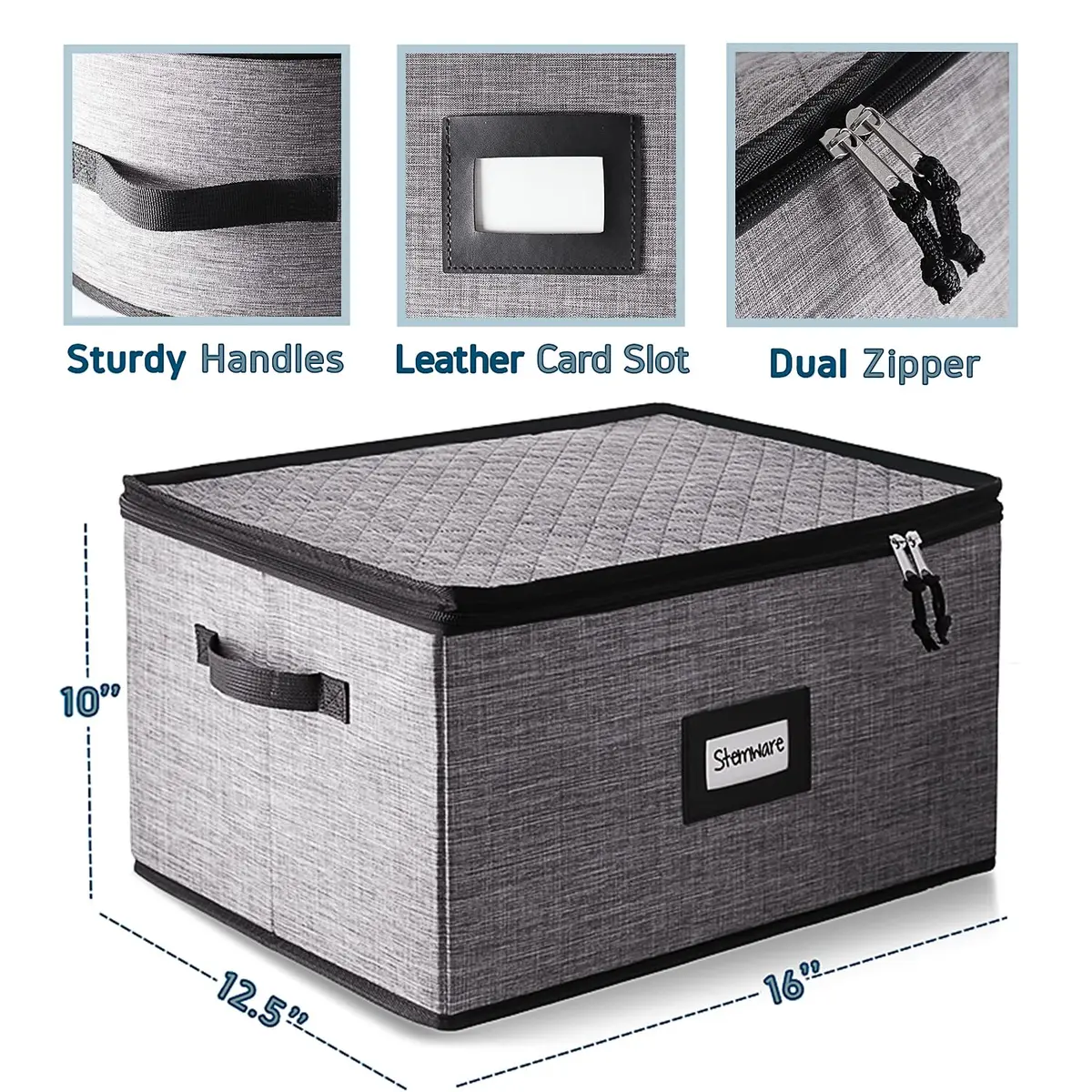 STORAGEBUD Wine Glass Storage Box with Dividers 12 Cups | Padded & Stackable for Moving & Seasonal Storage - view 3
