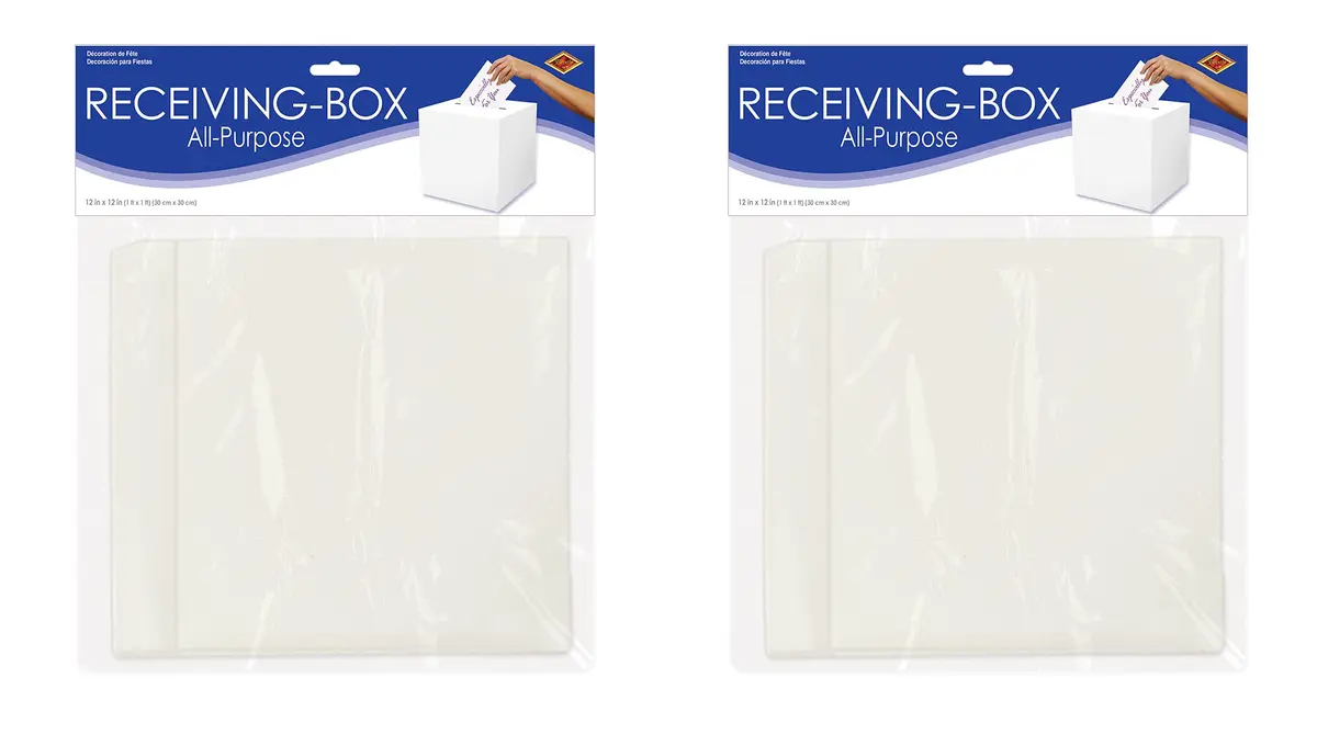 Beistle White Card Box Holders 2 Piece 30.48cm x 30.48cm (12" x 12") | Customizable for Any Celebration - view 2