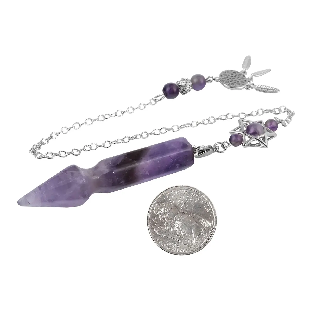 SUNYIK Amethyst Healing Crystal Point Pendulum 2.4'' | Divination & Protection with Unique Dreamcatcher - view 5