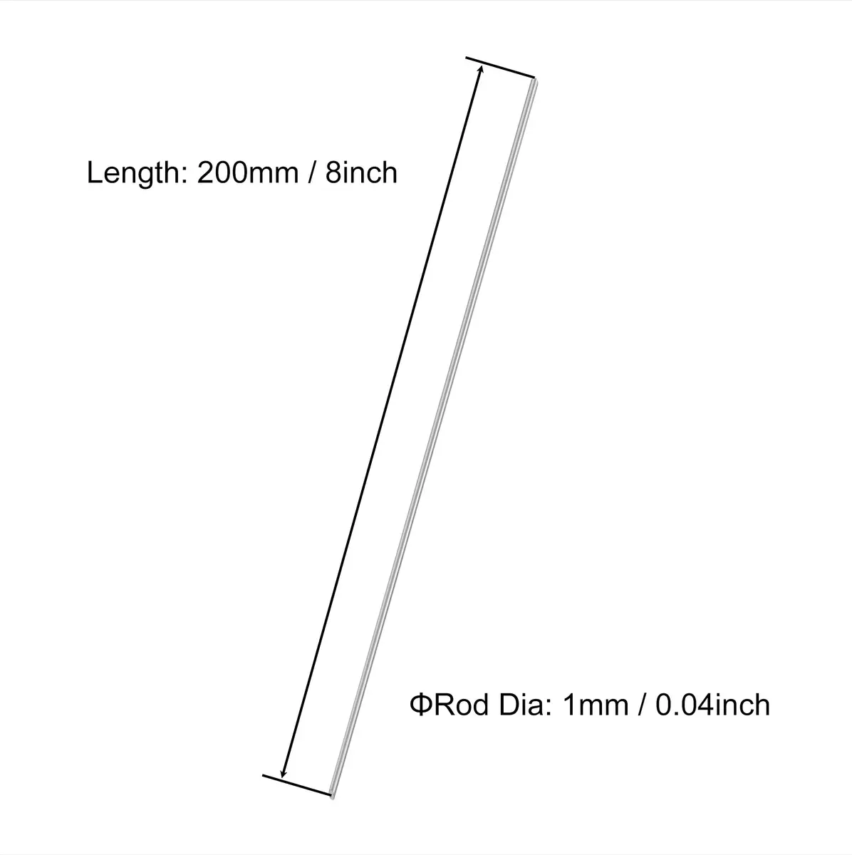VictorsHome 304 Stainless Steel Round Rod 1mm x 200mm | DIY Crafts Metal Shaft Bar Stock (10pcs, Silver) - view 2
