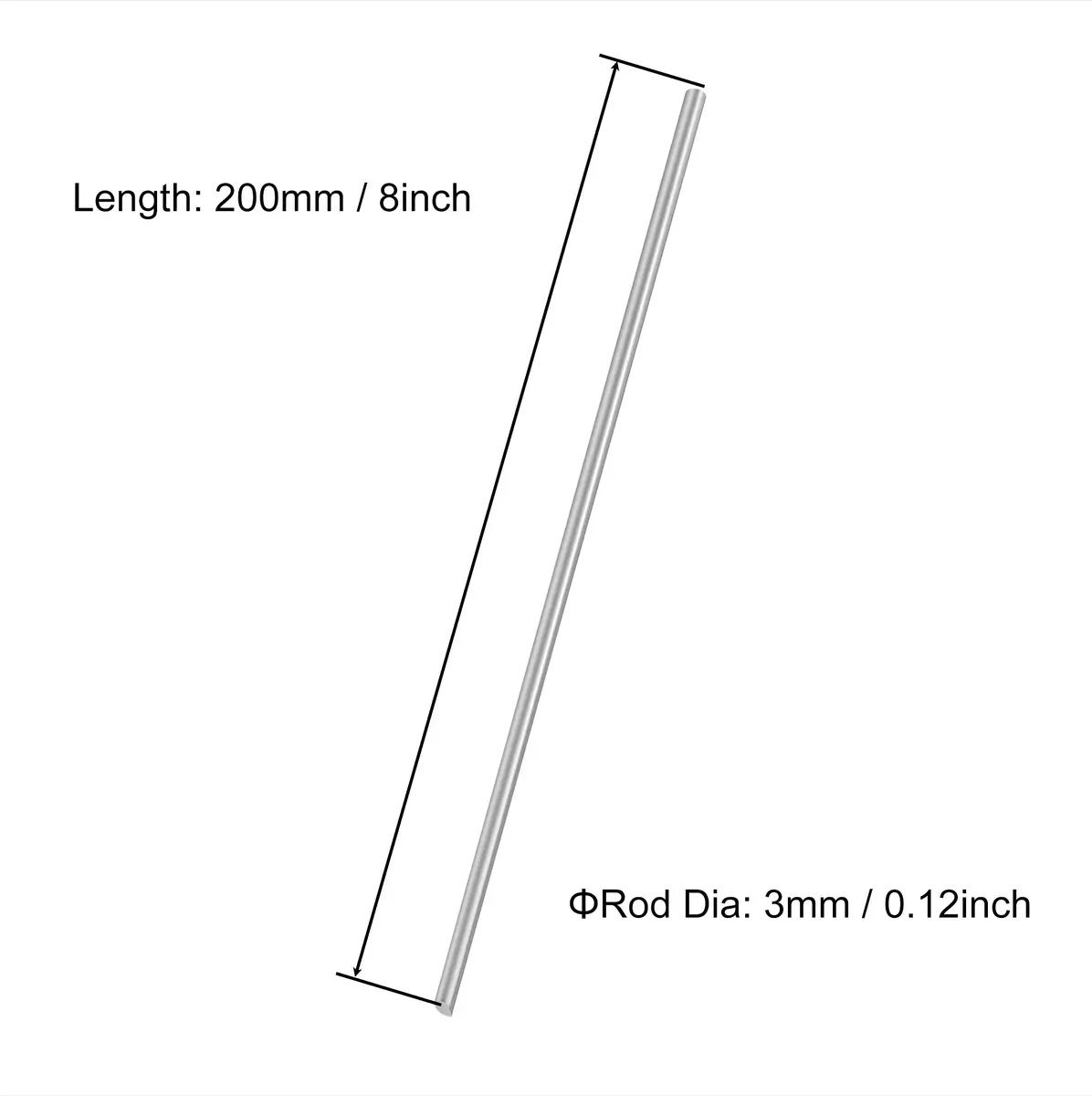 VictorsHome 3mm x 200mm 304 Stainless Steel Round Rod (10pcs) | Corrosion Resistant Metal Bar Stock for DIY Crafts - view 2
