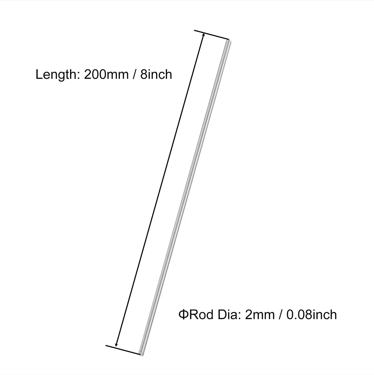 VictorsHome 2mm x 200mm 304 Stainless Steel Round Rod | Durable DIY Model Material - view 2