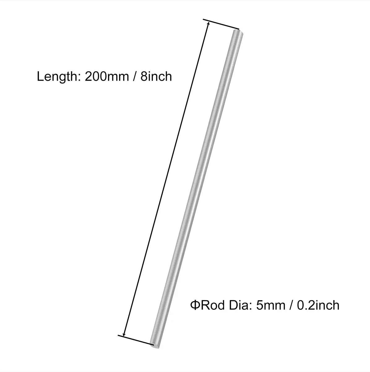 VictorsHome 304 Stainless Steel Round Rod 5mm (0.2") x 200mm (8") | 10pcs Metal Solid Shaft for DIY Crafts - view 2