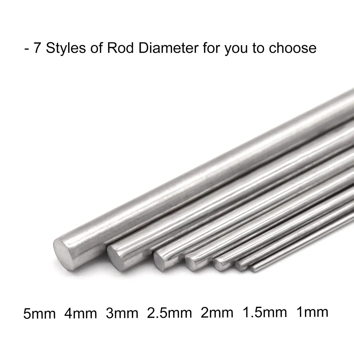 VictorsHome 304 Stainless Steel Round Rod 5mm (0.2") x 200mm (8") | 10pcs Metal Solid Shaft for DIY Crafts - view 4