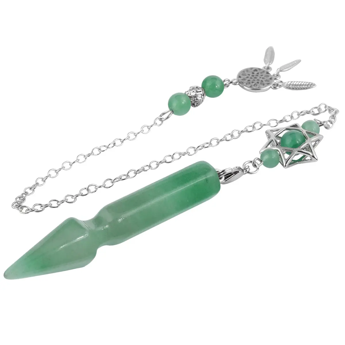 SUNYIK Green Aventurine Healing Crystal Point Pendulum 11.8'' | Divination & Amulet with Dreamcatcher - main product image