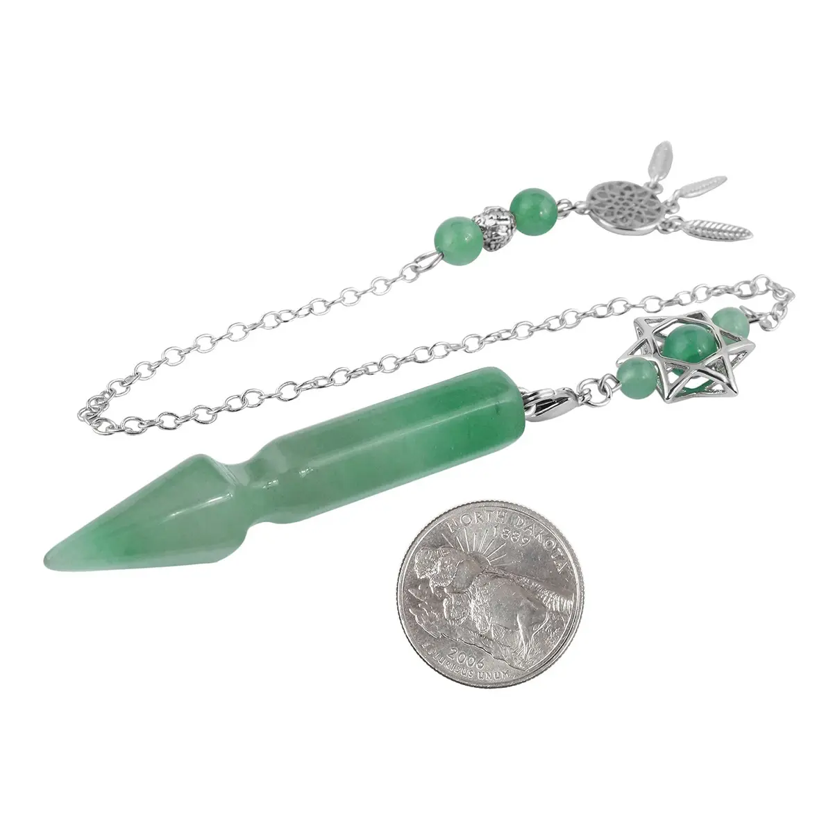 SUNYIK Green Aventurine Healing Crystal Point Pendulum 11.8'' | Divination & Amulet with Dreamcatcher - view 5