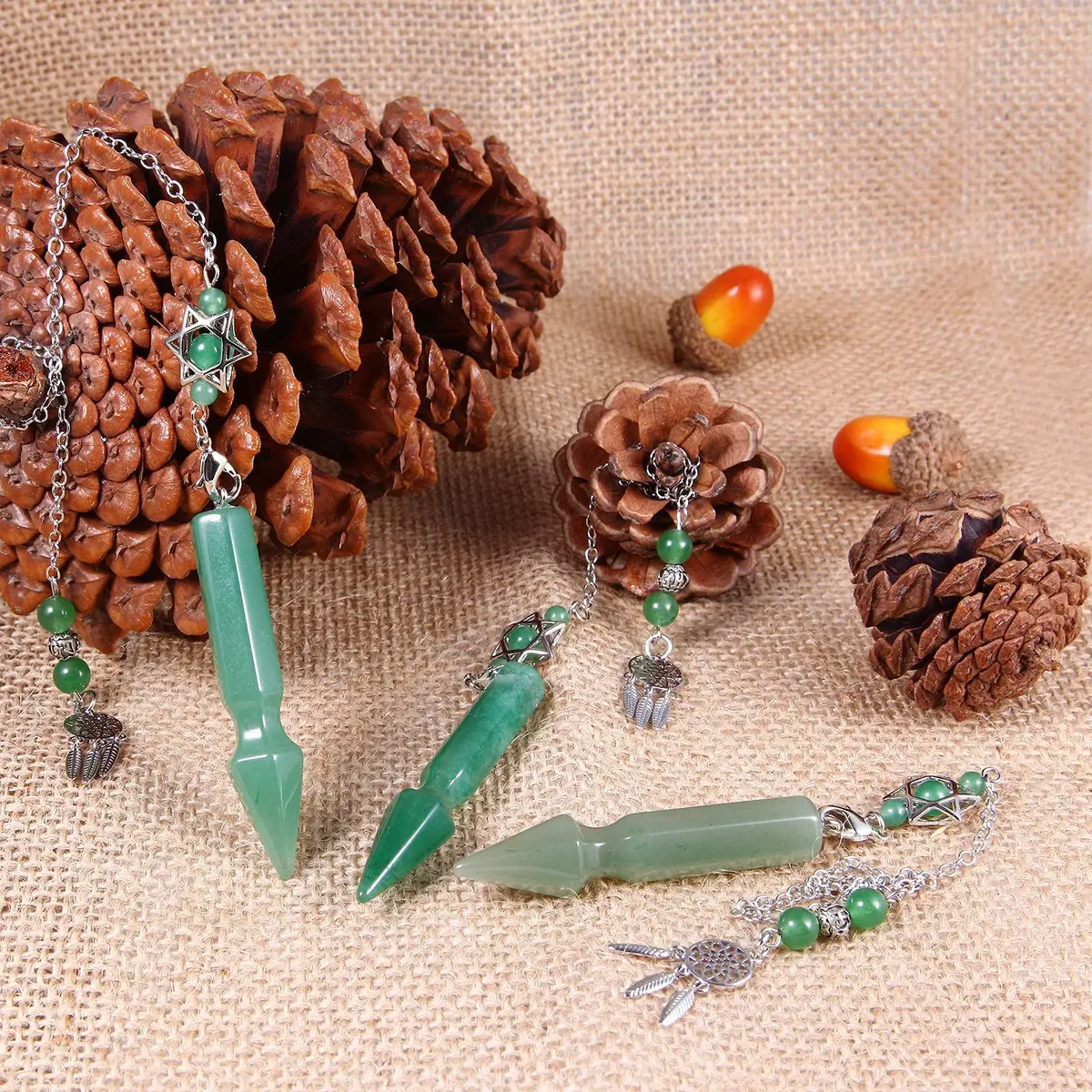 SUNYIK Green Aventurine Healing Crystal Point Pendulum 11.8'' | Divination & Amulet with Dreamcatcher - view 6